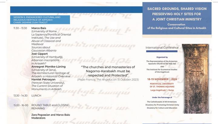 Հռոմում տեղի կունենա Արցախի մշակութային ժառանգության պահպանությանը նվիրված Միջազգային համաժողով