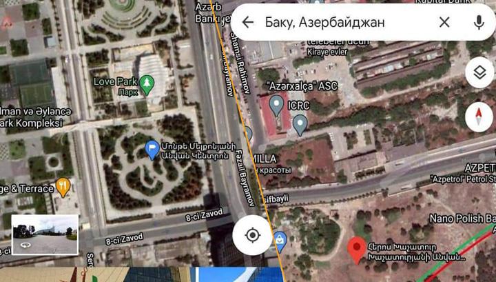 Google-ի քարտեզում ադրբեջանական որոշ փողոցներ անվանափոխվել են հայ հերոսների անուններով