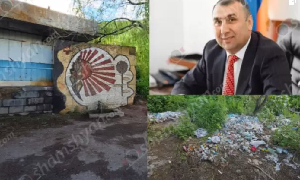 Գարշահոտ ու հակասանիտարական վիճակ ցայտաղբյուրի մոտ. Սպիտակի քաղաքապետը զբաղված է նարդի խաղալով